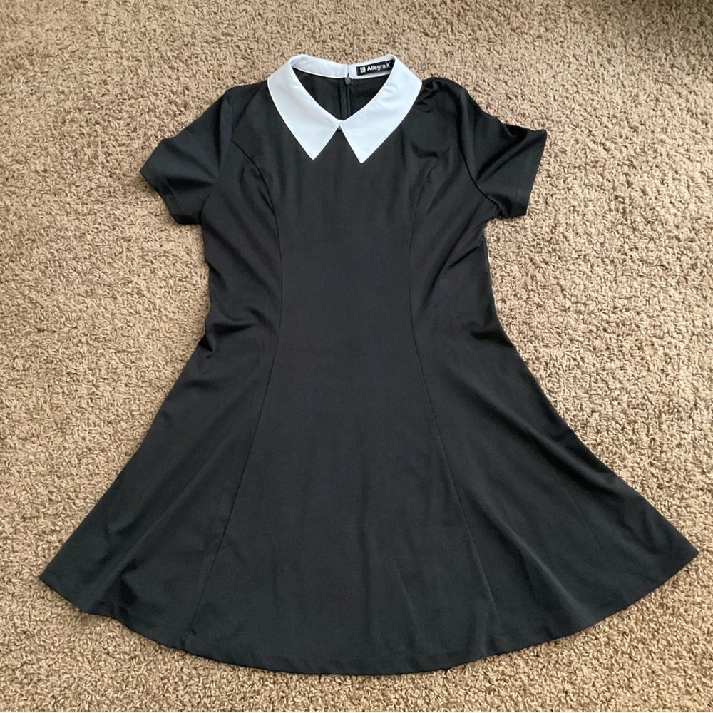 Black Mini Dress, Peter Pan Collar, Lolita, Grunge, Mod, Goth, Wednesday Adams